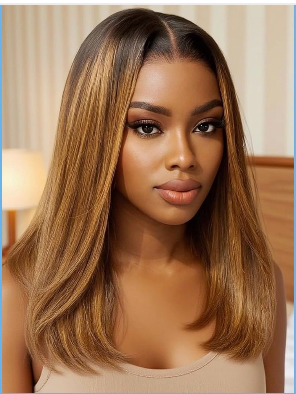 Sleek Straight Women's Wig in Honey Blonde